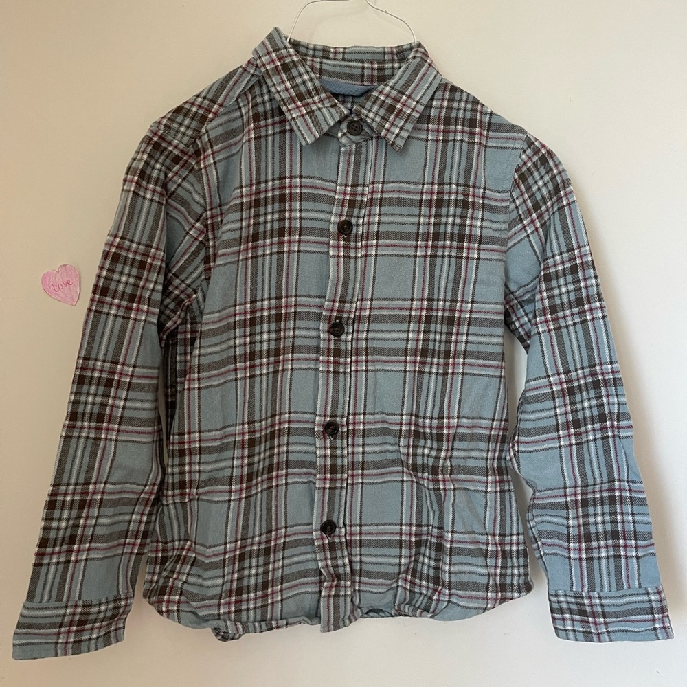 Madison Me Plaid Kids Button-Down Shirt in Blue and Black, Size 8